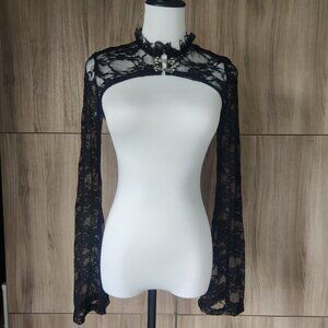 Long Sleeve Black Lace Gothic Shrug